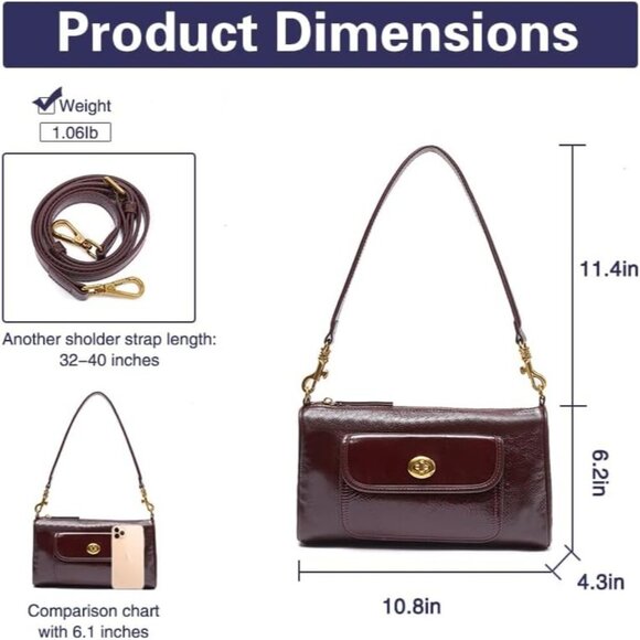 Women's Stylish Genuine Leather Shoulder Bag with Two Strap - Picture 4 of 8